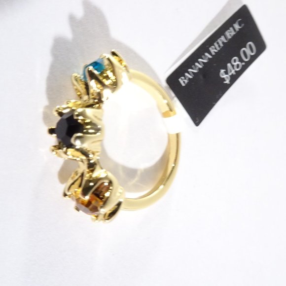 Banana Republic Roots of BR Three Round Stone Ring multi Color Sz 6 NWT 48 - Picture 5 of 8